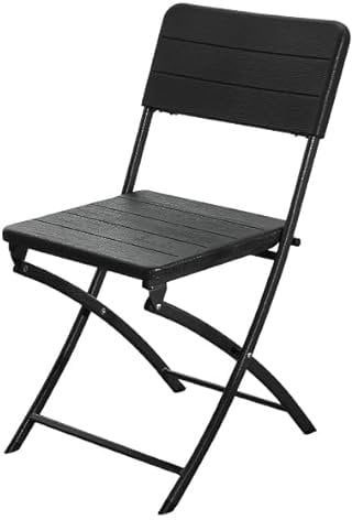 GARDENIA Klappstuhl für den Garten, aus Metall und Kunststoff, strapazierfähig, Holzoptik, Anthrazit, 1202.0118