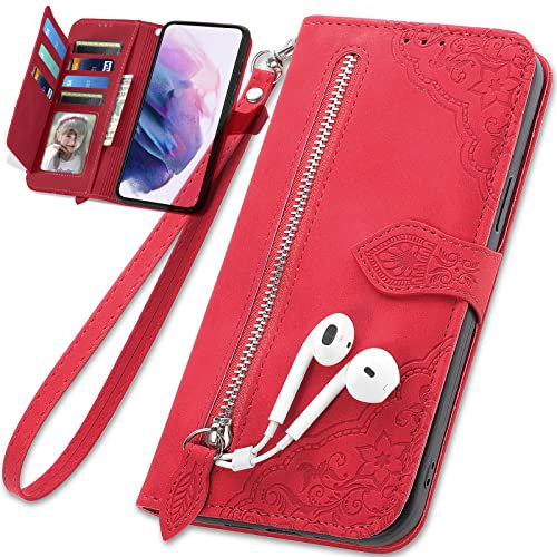 BAILI Handyhülle für Moto G30/G10 Hülle, Reißverschluss Tasche Flip Handytasche für Moto G30/G10 Case