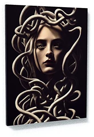 Sense Canvas Medusa griechische Mythologie 12 Leinwand-Kunst, Heimdekoration, Wandkunstdruck, Poster, Gemälde, groß, 30 x 40 / 1,9 cm