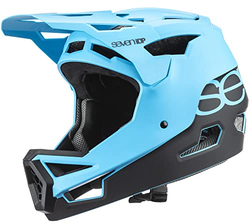 7 iDP P.23 ABS Full Face Mountain Biking Helmet - MTB Downhill & Enduro Cycling Helmet with 23 Vents, Crash Release Visor & Goggle Dock - Multiple Sizes & Colours (Matt Ocean Blue/Black, XL)