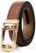 CR Damen-Gürtel, Schwarz mit Gold-Schnalle, 3,2 cm, Verstellbar mit Ratsche, Goldene Schnalle, Hellbraun, 36 bis 39 Taille