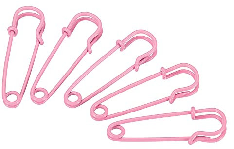 sourcing map 24 Stück Sicherheitsnadeln 1.57 Zoll Große Metall Nähstifte für Decken Röcke Handwerk Brosche Herstellung Helle Rosa