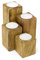 Lot de 4 photophores en bois de manguier | Lot de 4 bougeoirs votifs en bois avec bougies chauffe-plat | Bougeoirs carrés rustiques