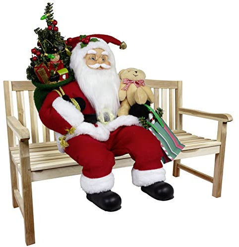 Christmas Paradise Sitzender Weihnachtsmann 45cm Deko-Figur Kantenhocker Santa Nikolaus (Modell Kjell)