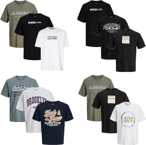JACK & JONES Herren T-Shirt 3er Pack bta.2Z Rundhals Core @02 XL
