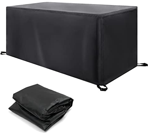 KADING Garden Furniture Covers, 200x90x80cm/LxWxH Black Waterproof Garden Table Covers, Windproof, Rip Proof, 420D Oxford Fabric Rectangular Extra Large Outdoor Patio Set Covers