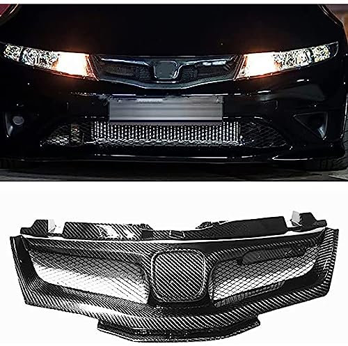 QCHIAN Auto Front Kühlergrill für Honda Civic FN FK FN2 Type R 2008 2009 2010 2011, Auto Frontgrills Grill, Stoßstangen Grill, Auto Frontstoßstangengrill, Kühlergrill Abdeckung Schutz Zubehör