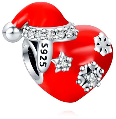 HAEPIAR S925 Sterling Silver Pendant Dangle Beads Charms für Armbänder und Halsketten Weihnachtsmann-Mütze für Frauen Mädchen Freunde