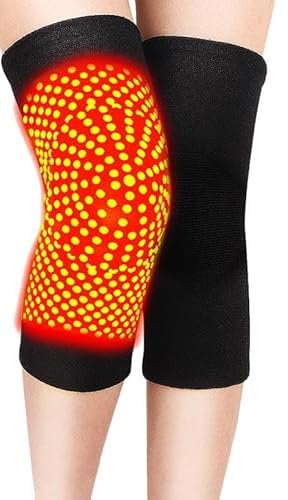 Self Heating Knee Brace Support Cashmere Knit Knee Warmer Winter Thermal Fleece Compression Knee Wrap Sleeves Treating Knee Injury for Arthritis, Joint Pain Relief (Short Black - Size XXL, XXL)