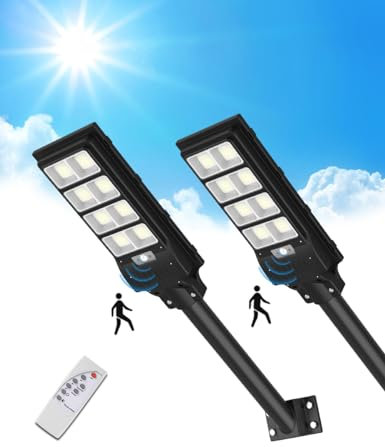 Sararoom Straßenlaternen Solar | 400W LED Strahler Außen mit Bewegungsmelder Sensor | 720Led 6500K Wandleuchte mit Fernbedienung, IP65 Aussenleuchte Wegeleuchten für Garten Terrasse Garage Hof, 2st