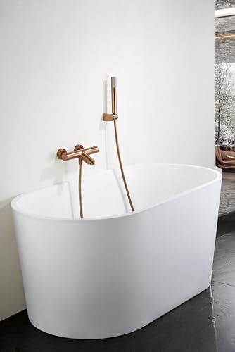 MICE BTM039-4ORC Ensemble de robinet thermostatique de douche et baignoire - Kit de salle de bain en laiton - Robinetterie de salle de bain theroistatique avec bec or rose brossé