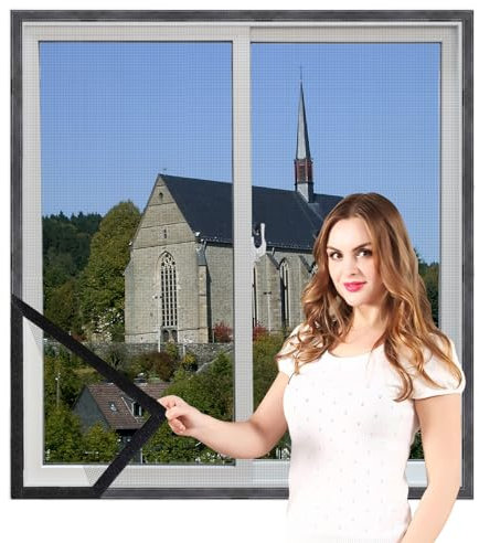 Insektenschutz Fenster - 150x180CM Fliegengitter Fenster Ohne Bohren mit Klettband, Hält Fliegen und Moskitos Fern, Fliegenschutz für KellerFenster Wohnzimmer TerrassenFenster