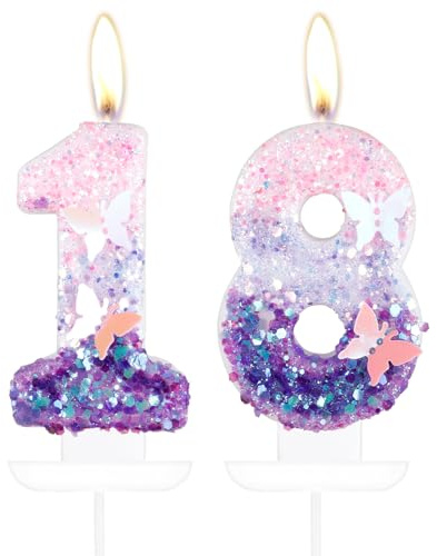 Candele a Forma di Farfalla per Torta di 18° Compleanno - Decorazioni Viola e Rosa