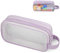 JIANTA Estuche Escolar Grande Transparente Estuches 2 Compartimentos con Cremallera, Estuches de Lápices de Gran Estuches Escolares Adolescentes Estudiantes Adultos Oficina (Lila)