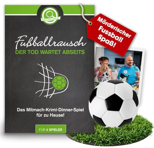 Fussballrausch der Tod wartet abseits – Krimidinner Spiel für zuhause für 4 Personen – Geschenk für Männer Fußballfans – mörderisches Krimi Dinner