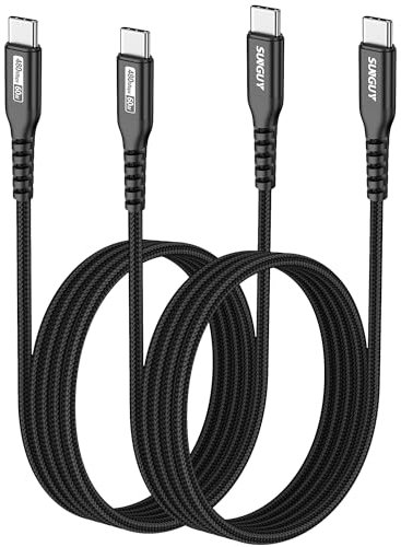 SUNGUY Cavo USB C corto, 2 x 1.5m USB C a USB C Cavo, 60W Ricarica Rapida USB Type C Cavetto compatibile con iPhone 15 Pro/Pro Max, MacBook Pro, iPad Pro 2020, Oneplus 9/10/Nord, Samsung S24-Nero