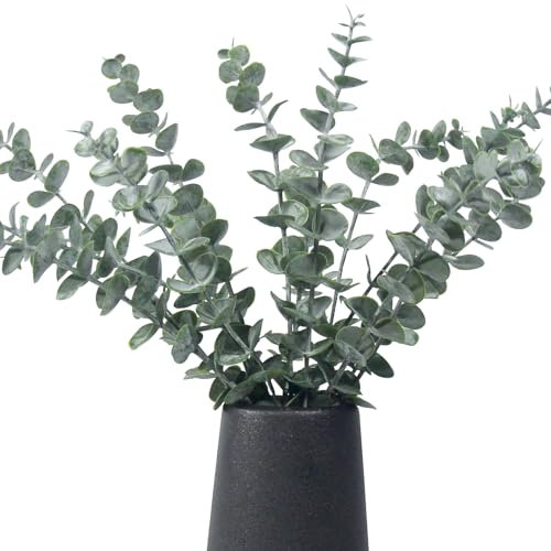 BeautifulU 15PCS Artificial Eucalyptus Leaves Stems, 13inch Tall Realistic and Real Touch Eucalyptus Branches Plants for Wedding Bouquet Home Decor Floral Arrangement