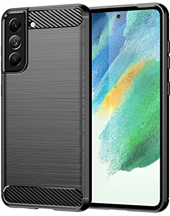 owlhold für Samsung Galaxy S21 FE 5G/4G Hülle, Karbonfaser Design Handyhülle Dünne Weiche TPU Silikon Material Schutzhülle stoßfeste Case Kratzfeste Cover für Samsung Galaxy S21 FE 5G/4G (Schwarz)
