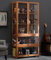Bambus-Vitrine, Curio-Vitrine, Vitrine mit Acryltüren, Vitrinen für Sammlerstücke (karbonisiert, 80 x 32 x 170 cm)