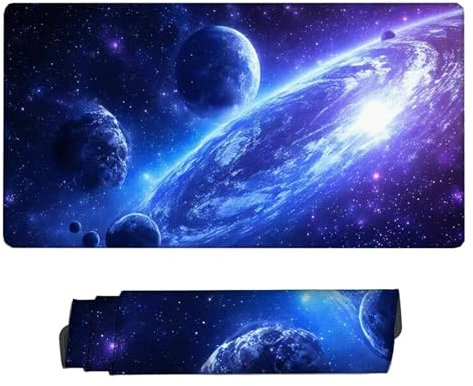Tapis de Souris Carte Monde Tapis de Souris Gaming Univers Tapis de Souris Large étendu Optimisé pour les capteurs, Friction modérée,Tapis de souris étanche avec Bords Cousus, Maison 900x400x3mm H2-48