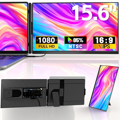 Laptop Screen Extender - 15.6 Full Screen Without Bezel Design Laptop Monitor Extender Detachable 85% NTSC 1080P IPS Dual Screen Portable Monitor,Plug & Play,Compatible with Windows, Mac