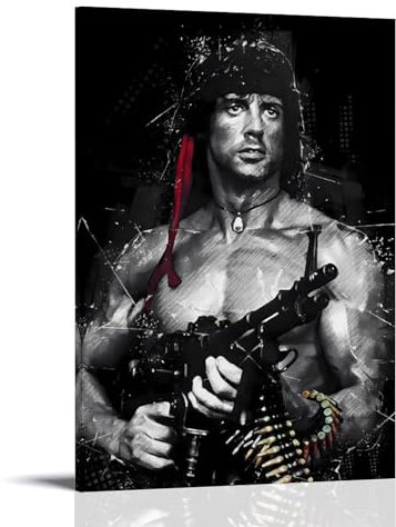 LNLEXTAR Rambo (1) Poster Dekorative Malerei Leinwand Wandkunst Wohnzimmer Poster Schlafzimmer Malerei,Wandkunst Bilddruck Moderne Familienzimmer Dekor 16x24inch(40x60cm)