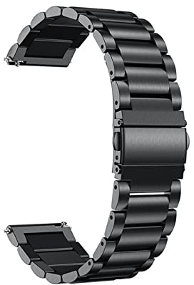 JUANZD Edelstahlarmband, kompatibel mit Fossil GEN 6 44 mm, GEN6 Metallband, kompatibel mit Fossil GEN 5E 44 mm/GEN 5 LTE 45 mm Smartwatch-Armband(Svart)