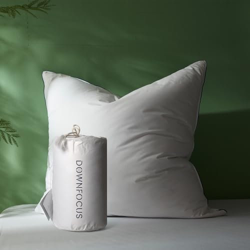 DOWNFOCUS Premium Kopfkissen 40x40,100% natürliche Daunen & Federn, Ergonomisch optimiert 3 Kammern Nackenstützkissen, Mittelfestes Kissen fachärztlich geprüft, Oeko-Tex zert 40x40