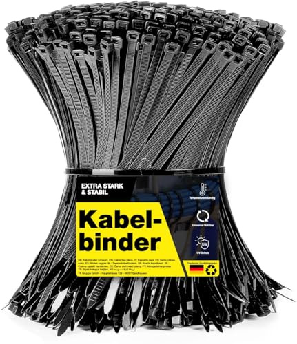 100x Kabelbinder schwarz Cable Ties Set - kurz & lang - Zip ties reißfest & UV beständig - diverse Längen (150 mm x 3,6 mm)