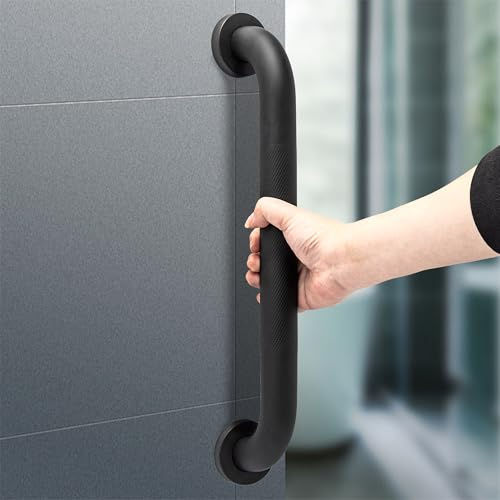 ITSOGOO Haltegriff Bad Edelstahl Rutschfester Haltegriffe für Senioren,Duschgriff für Badewanne,WC,Badezimmer,Küche,Kinder Treppen Handlauf 40cm Mattschwarz