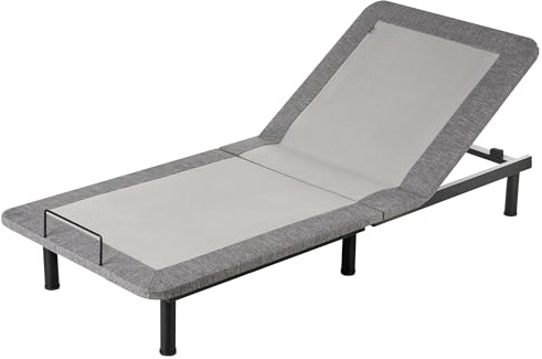 Adjustable Electric Bed Base EU Small Single Size Remote Included 4 Legs Heights Iron Polyester Grey Brunoy