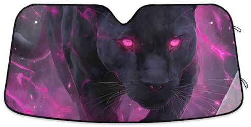 Sun Shade For Cars Leopardo con Ojos Morados Versátil Car Windshield Sunshade Protección Solar Automotive Sun Shade Visor para SUV Truck Autos M