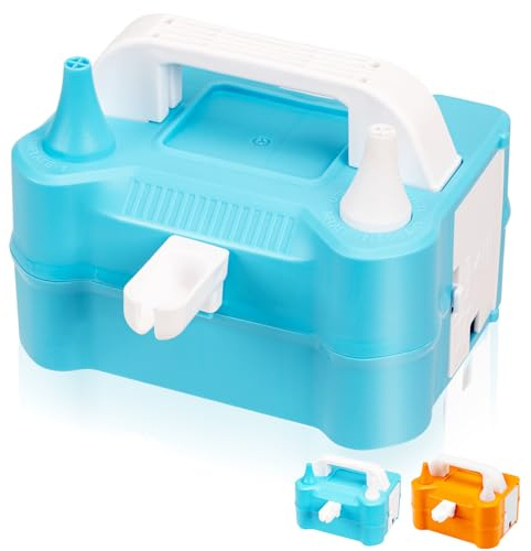 Fenxyo Electric Balloon Pump, Portable Dual Nozzle Electric Air Pump Designed with Balloon Knotter, Automatic Balloon Blower Pump Balloon Inflator for Party Balloons, Wedding, Birthday Decoration