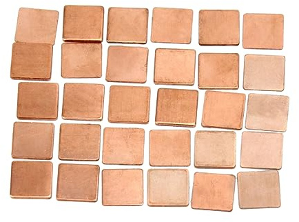 Laptop CPU Kühlpads aus Kupfer, 30 Stück, für Gpu und CPU | 1, 5 X 1, 5cm Format, 0, 3 bis 1, 5mm Auswahl, 5 Stück Je Stärke, für Computer Kühlung