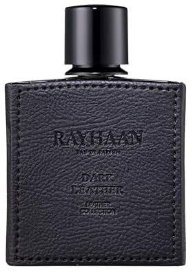 Rayhaan Dark Leather Eau de Parfum 100ml - Herrenparfum Maskulin, Würzig & Leder-Akzente | Mit Noten von Salbei, Wacholder, Amber & Tonka | Langanhaltender Herrenduft mit Kajal Sticker