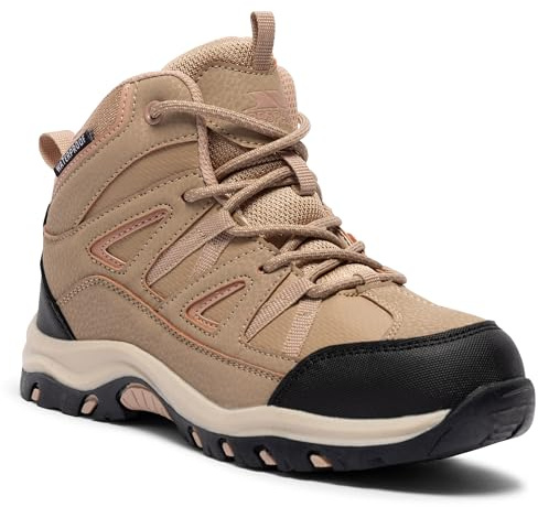 Trespass Kids Walking Boots Gillon II - Waterproof Mid Cut, Breathable Membrane, Gusseted Tongue, Protective Toe and Heel Guard, Ankle Support, Cushioned Footbed
