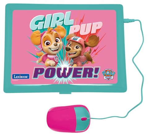 Lexibook Pat'Patrouille, Ordinateur éducatif bilingue Français/Anglais, Jouet pour Enfants avec 124 activités pour Apprendre, s'amuser et Jouer du Piano, Rose, JC598PAGi1LXB