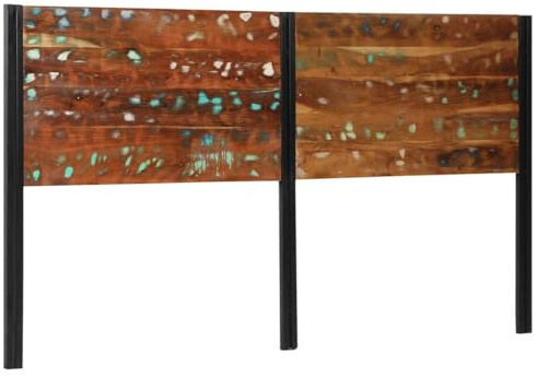 Kaloriko Kopfteil 180 cm aus massivem Altholz und Eisen für Doppelbetten, freistehendes recyceltes Holz Kopfteil mit stabilem Rahmen, rustikales Design für Schlafzimmer
