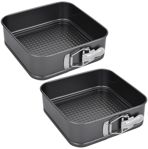 LUPATDY Tortiera Apribile 12 cm Quadrata – 2 pezzi Stampo per Torte a Cerniera con Rivestimento Antiaderente, Teglia in Acciaio al Carbonio per Cheesecake e Dolci da Forno