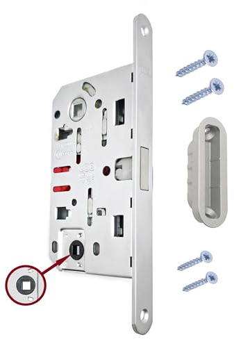 Serrure magnétique Polaris AGB avec façade 18 x 196 mm. (entraxe 96 étiré 50, trou WC, chromé mat)