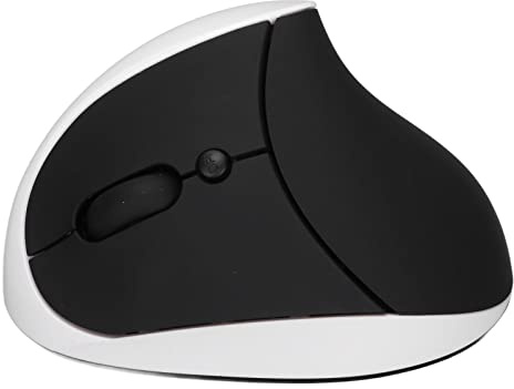 Fafeims Left Hand Vertical Ergonomic Mouse 2.4G Rechargeable Wireless Mouse for Left Handed Users, Black (Black White)