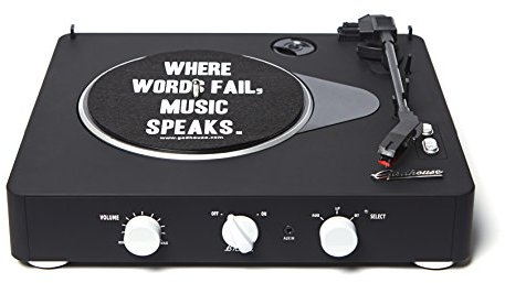 Gadhouse Brad Black Edition - Tocadiscos de Vinilo inalámbrico de 3 velocidades con Altavoces Integrados y batería Recargable