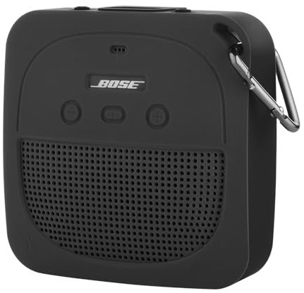 TXEsign Silicone Case Sleeve Compatible with Bose SoundLink Micro Waterproof Portable Speaker, Full Protective Stand Up Case Shockproof Travel Carry Case with Carabiner (Dark Gray)