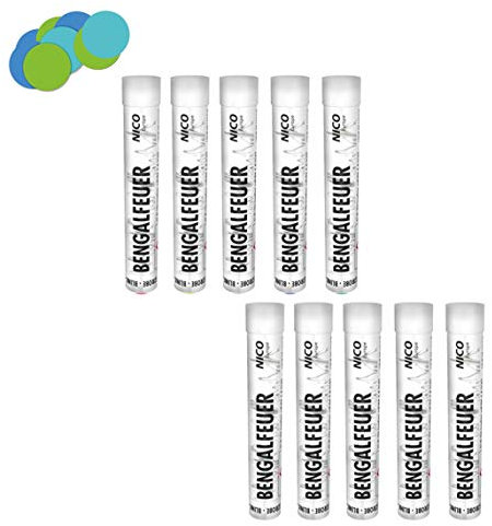 Conipa Bengalfeuer weiß + Konfetti Bengalos Pyro Kat F1 Feuerwerk Rauchfackel für Geburtstage, Silvester, Festivals, Konzerte & Hochzeiten Bengalisches Feuer (10er Pack)