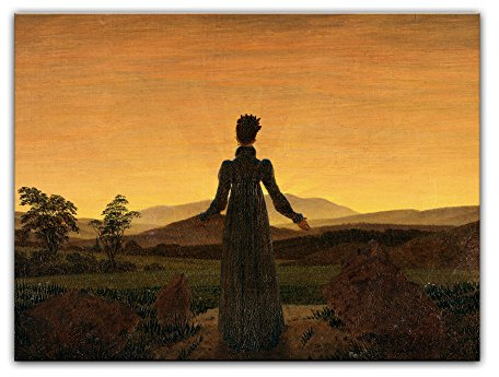 Bilderdepot24 Kunstdruck Poster - Caspar David Friedrich Frau vor der untergehenden Sonne 30x20 cm ca. A4 - Alte Meister Bild ohne Rahmen