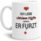 Tassendruck Tasse mit Spruch Liebeserklärung - Obwohl Du furzt - für den Neffen - Kaffeetasse/Geschenk-Idee/Lustig/Liebe - Weiß