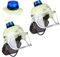2 x Feuerwehrhelm Kinder 112, mit Blaulicht, Visier, Nackentuch & Kinnriemen, verstellbar, Feuerwehrmann Helm, gelb