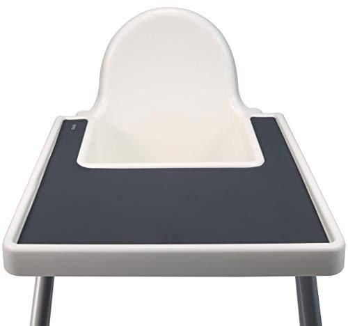 OLGS Silikon Hochstuhl Matte für Babys | Silikonmatte Tischset für den Babyhochstuhl | Tischmatte Platzset Babystuhl für Kinder | Platzdeckchen BPA-frei, Wasserdicht, leicht zu reinigen (Dark Grey)