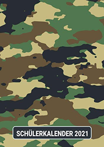 Schülerkalender 2021: Woodland Camouflage / Wochenplaner zum notieren, organisieren und planen DIN A4. Kalender / Terminkalender / Monats- / Tagesübersicht / Kontakt- / Geburtstags listen