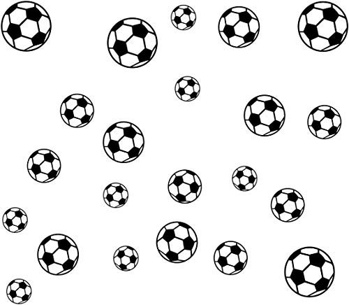 T-YU 43 PCS Soccer Ball Sticker Wall - Removable DIY Football Decor for Children Boys - Peel and Stick Wall Decals for Bedroom, Living Room Home Decor (Black)